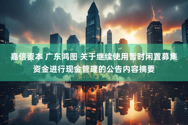 嘉信资本 广东鸿图 关于继续使用暂时闲置募集资金进行现金管理的公告内容摘要