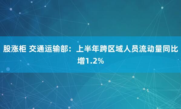股涨柜 交通运输部：上半年跨区域人员流动量同比增1.2%